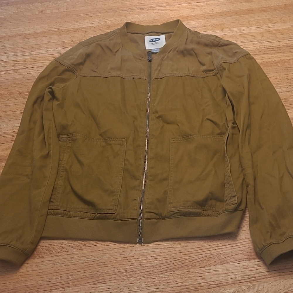 Old Navy Mustard Zip-Up Tencel Bomber Jacket